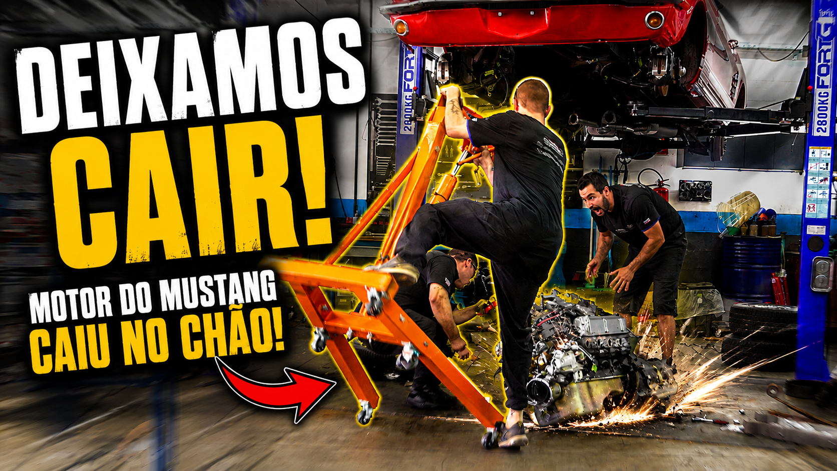 🚨 MOTOR DO MUSTANG 1966 FOI PARA O CHÃO!! 🚨😱 Descemos o MOTOR e começamos a DESMONTAGEM!!